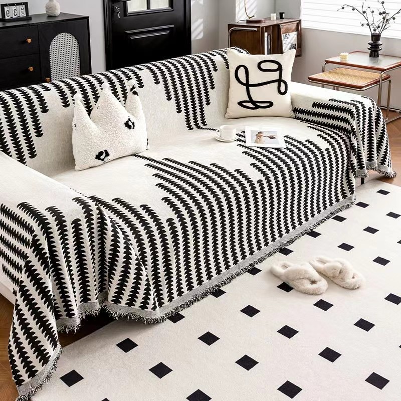 雪尼尔沙发垫沙发套盖布网红轻奢简约防滑防尘千鸟格沙发毯