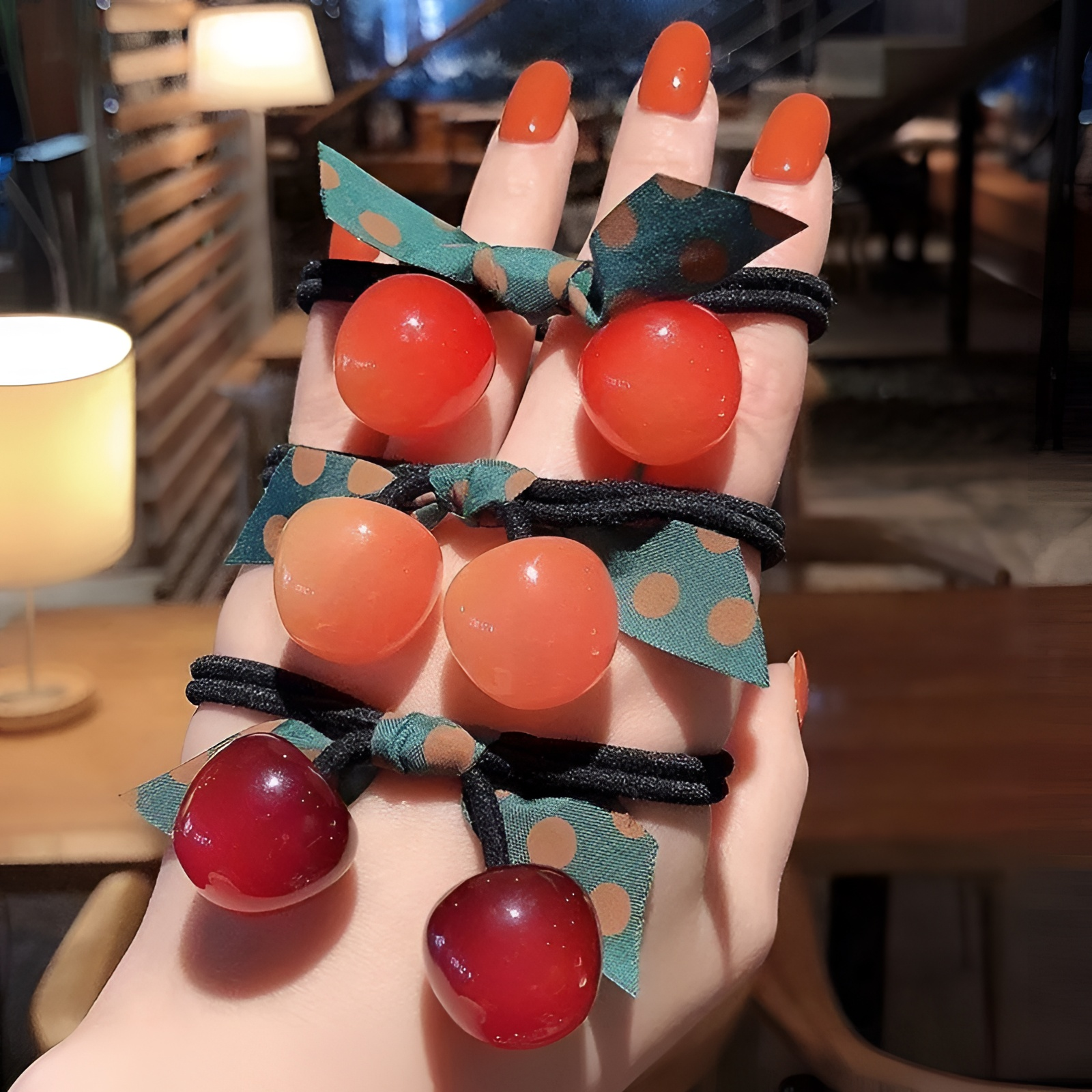 韩版高弹力扎头绳樱桃发绳成人皮筋头绳头饰简约可爱盘发圈气质