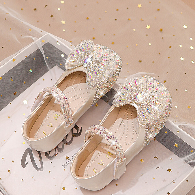 女童鞋子儿童公主小皮鞋2025春秋款新款秋季宝宝水晶闪亮水钻单鞋
