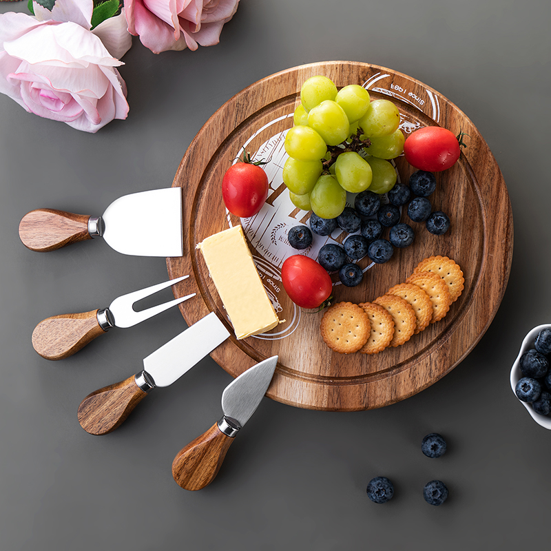 BF BILL.F SINCE 1983圆形相思木芝士板套装奶酪板切板芝士刀叉铲