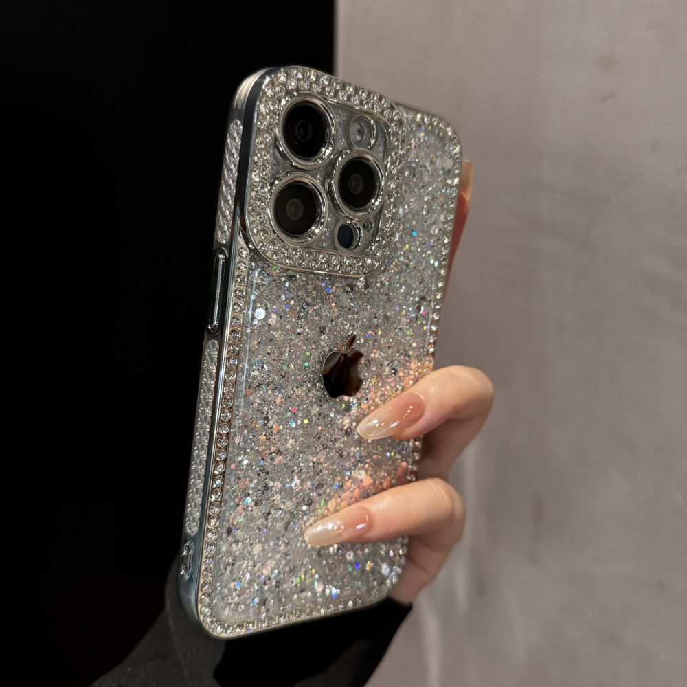 高级感闪粉带钻适用苹果16promax手机壳气质iPhone15时尚13奢华12