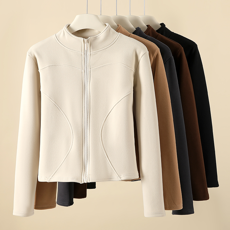 醉梓菡加绒立领外套女2025秋冬大码保暖修身显瘦长袖外穿防风上衣