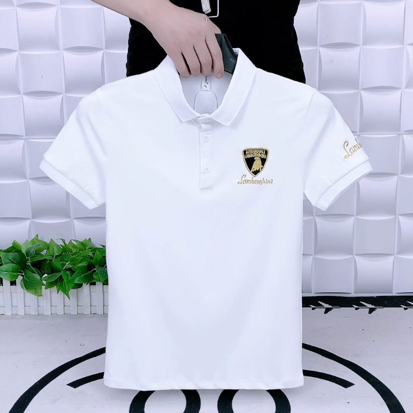 新款翻领polo衫短袖9936刺绣工艺修身版潮流时尚男装T恤