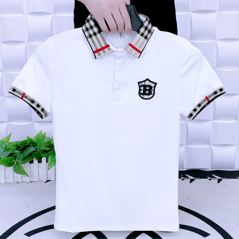 2023新款翻领polo衫短袖9595刺绣字母修身版潮流时尚男装半袖T恤
