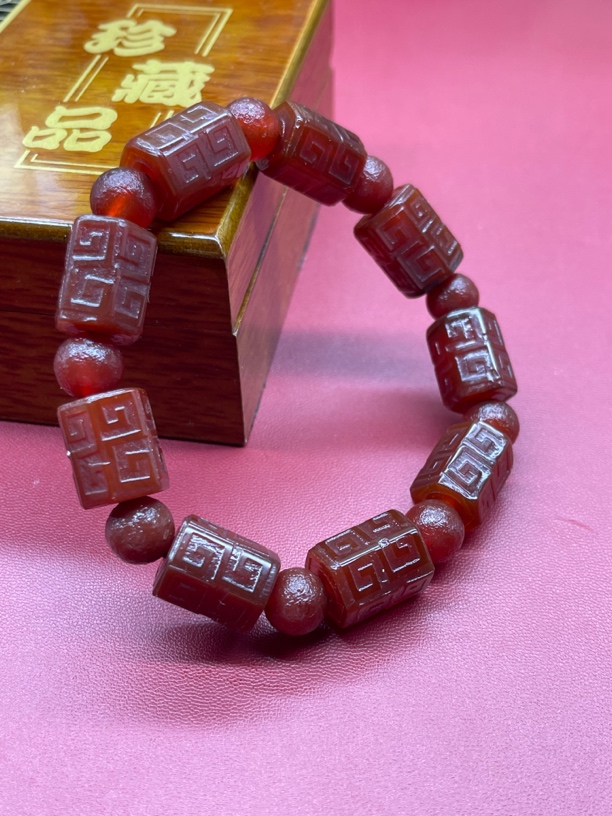 非金属珐琅手链 1035 SXX六棱回纹手串