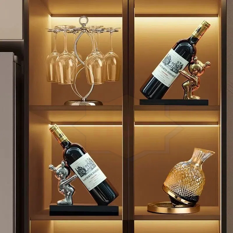 暴力熊酒架红酒托酒杯架家用酒柜托置物轻客厅玄关装饰品摆件轻奢