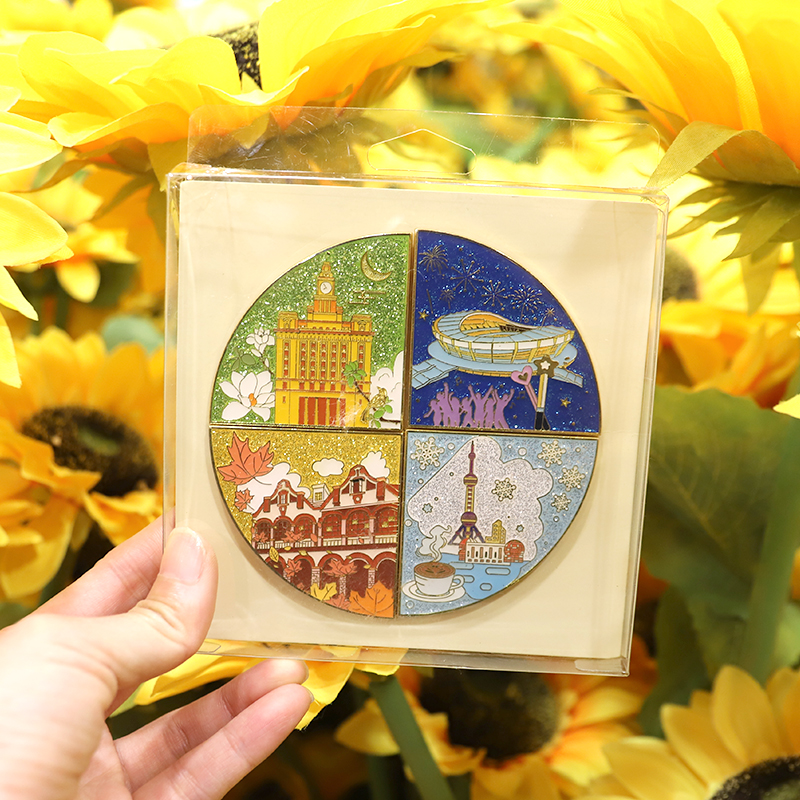 韵文博鉴上海冰箱贴旅游文创纪念品四季闪粉冰箱贴组合冰箱贴