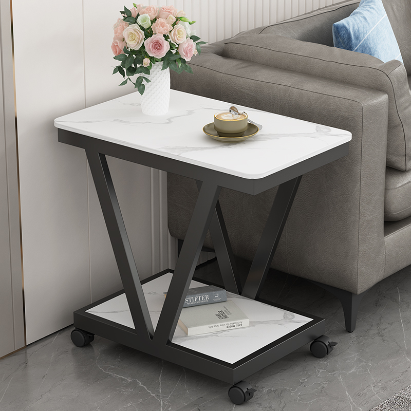 轻奢沙发边几侧边柜可移动小茶几带轮小茶桌岩板边桌边几小茶几
