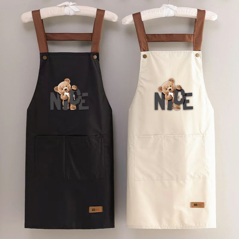 网红成人时尚防水防油围裙工作服家用洋气做饭无袖韩版