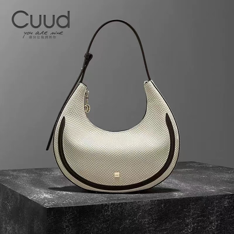 【专柜】Cuud时尚轻奢单肩腋下牛皮月女包时尚潮流单肩月弯女士包