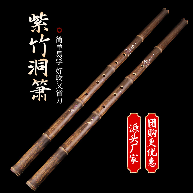 天然紫竹洞箫G调F调6孔8孔古风玉屏萧一节短箫初学入门萧乐器长箫