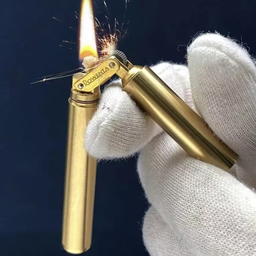 双节棍复古煤油打火机老式砂轮纯铜创意超细迷你老款火机