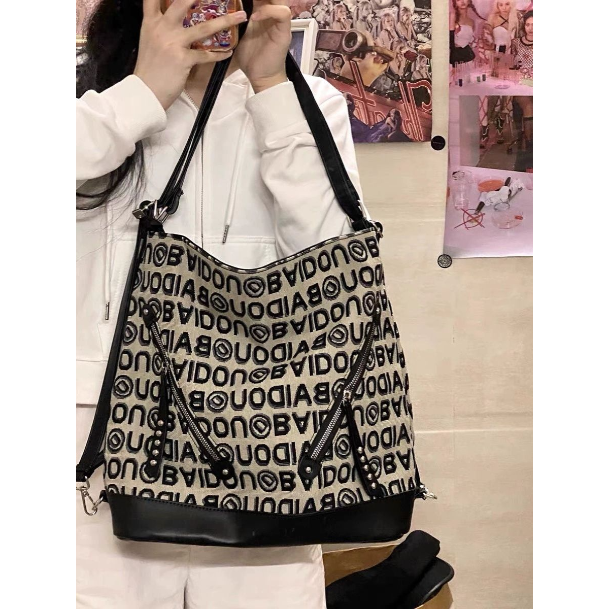大容量通勤双肩包女2024新款设计感小众百搭托特包上课单肩包包女