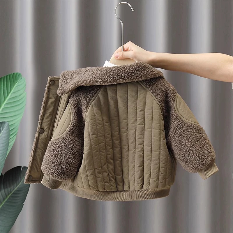 男童棉衣秋冬装2025新款儿童夹棉保暖休闲外套宝宝冬季炸街毛毛衣