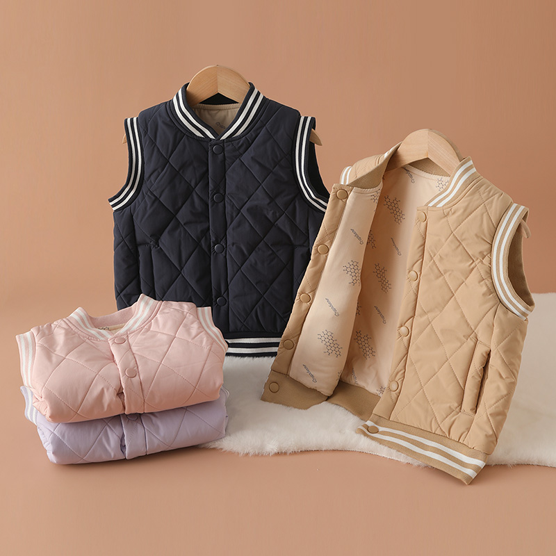 雨的印记梭织儿童轻薄马甲保暖无袖坎肩男女童夹棉内胆校服神器