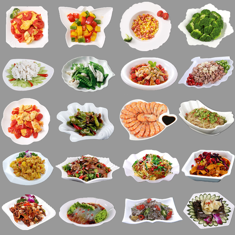 纯白陶瓷盘子创意不规则凉菜盘商用餐具酒店饭店专用菜盘异形餐盘