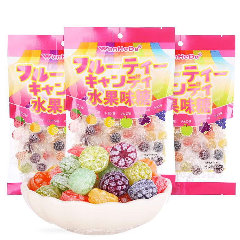 WanHeDa/万和 高颜值花瓣水果硬糖儿童零食什锦混合糖果结婚喜糖