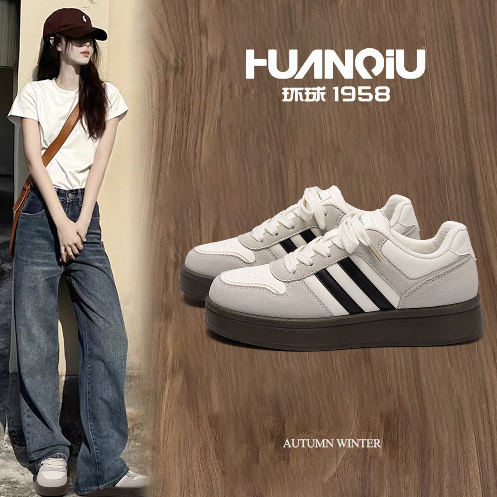 HUANQIU/环球简约百搭板鞋女鞋2024秋季新款高颜值舒适轻便学生鞋