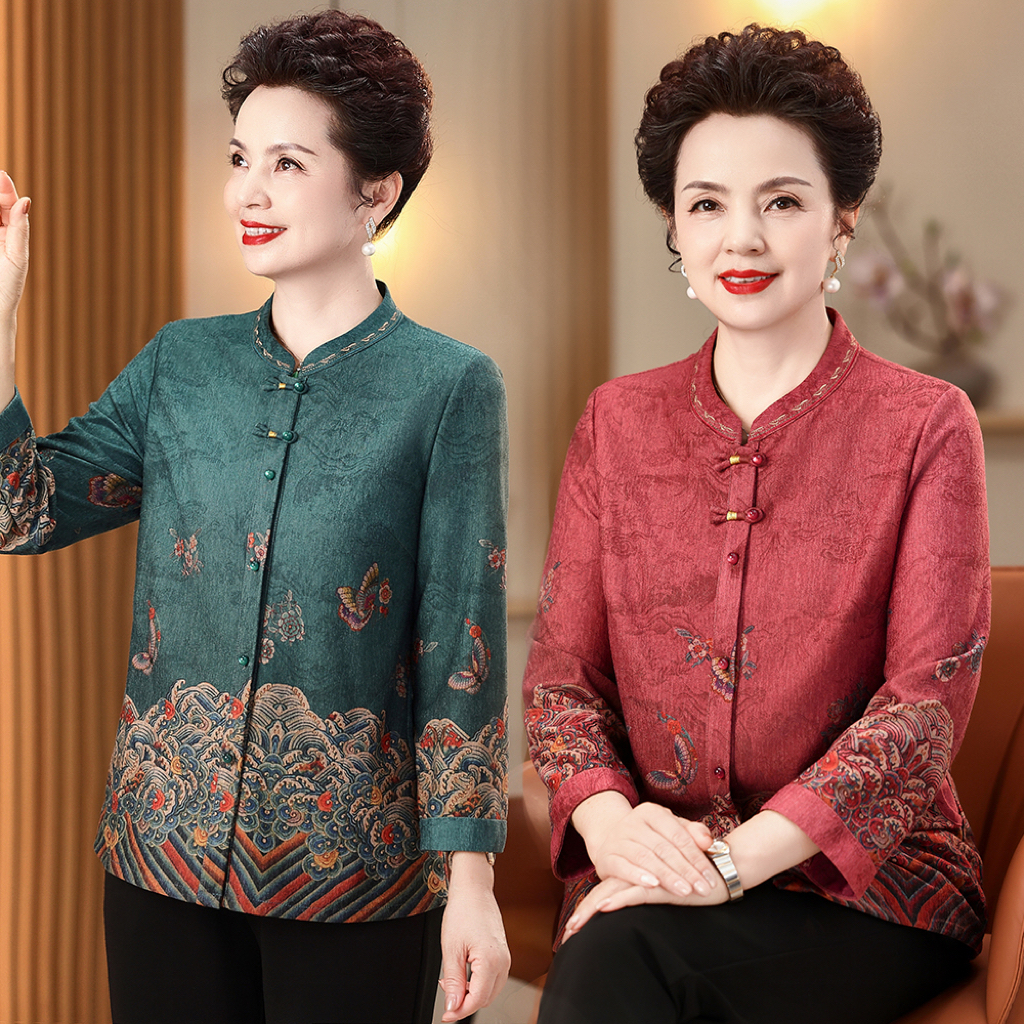 中老年人秋装外套女奶奶2024新款上衣妈妈气质新中式老太太上衣服