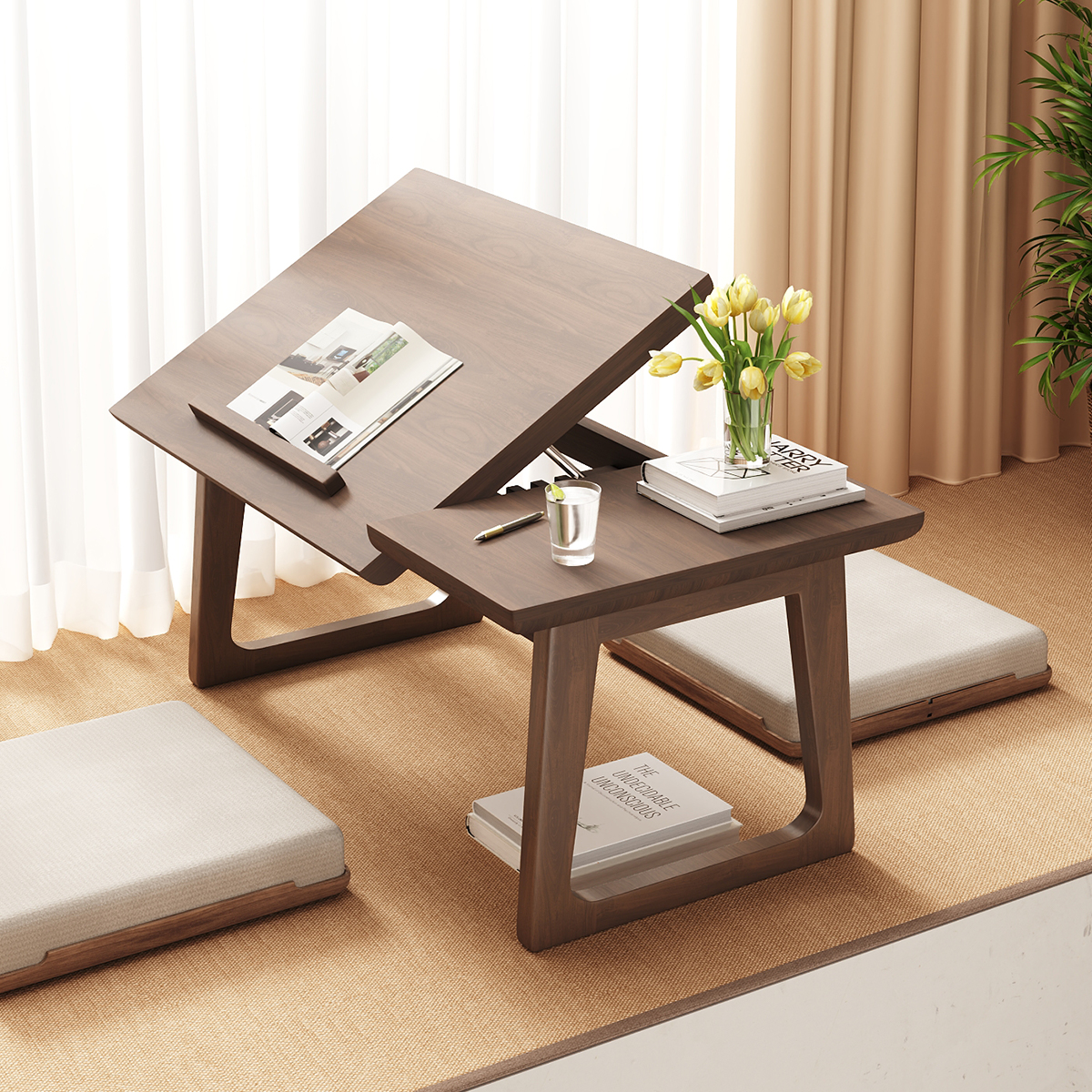 折叠飘窗小桌子实木日式榻榻米茶几阳台炕几家用轻奢高级感茶桌