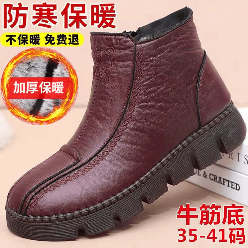冬季老北京布鞋女款妈妈棉鞋高帮加绒保暖加厚牛筋软底防滑女棉靴