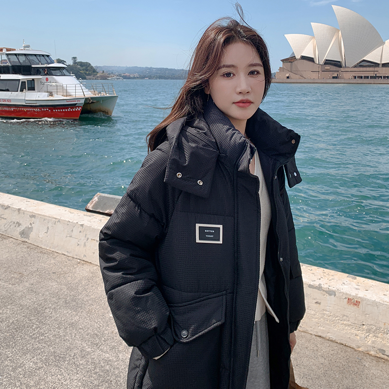 中戏网红棉服女中长款2025冬季新款棉衣加厚过膝面包服连帽棉袄