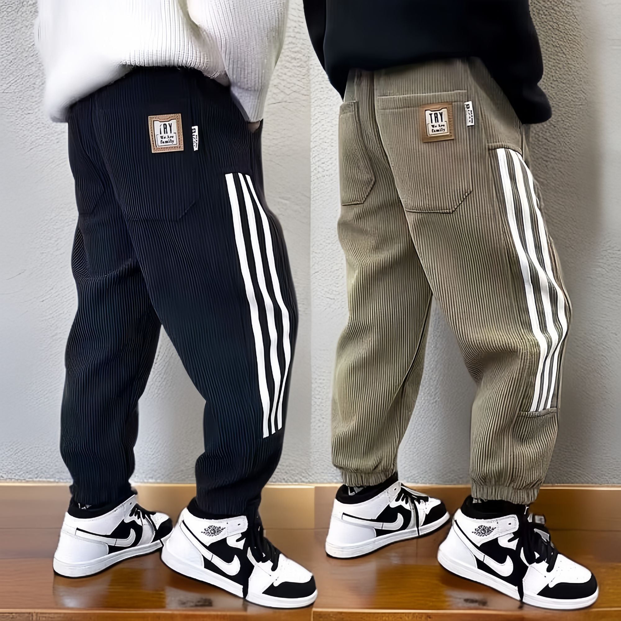 春秋男童裤子宽松休闲卫裤中大童加绒灯芯绒加厚冬季男孩束脚长裤