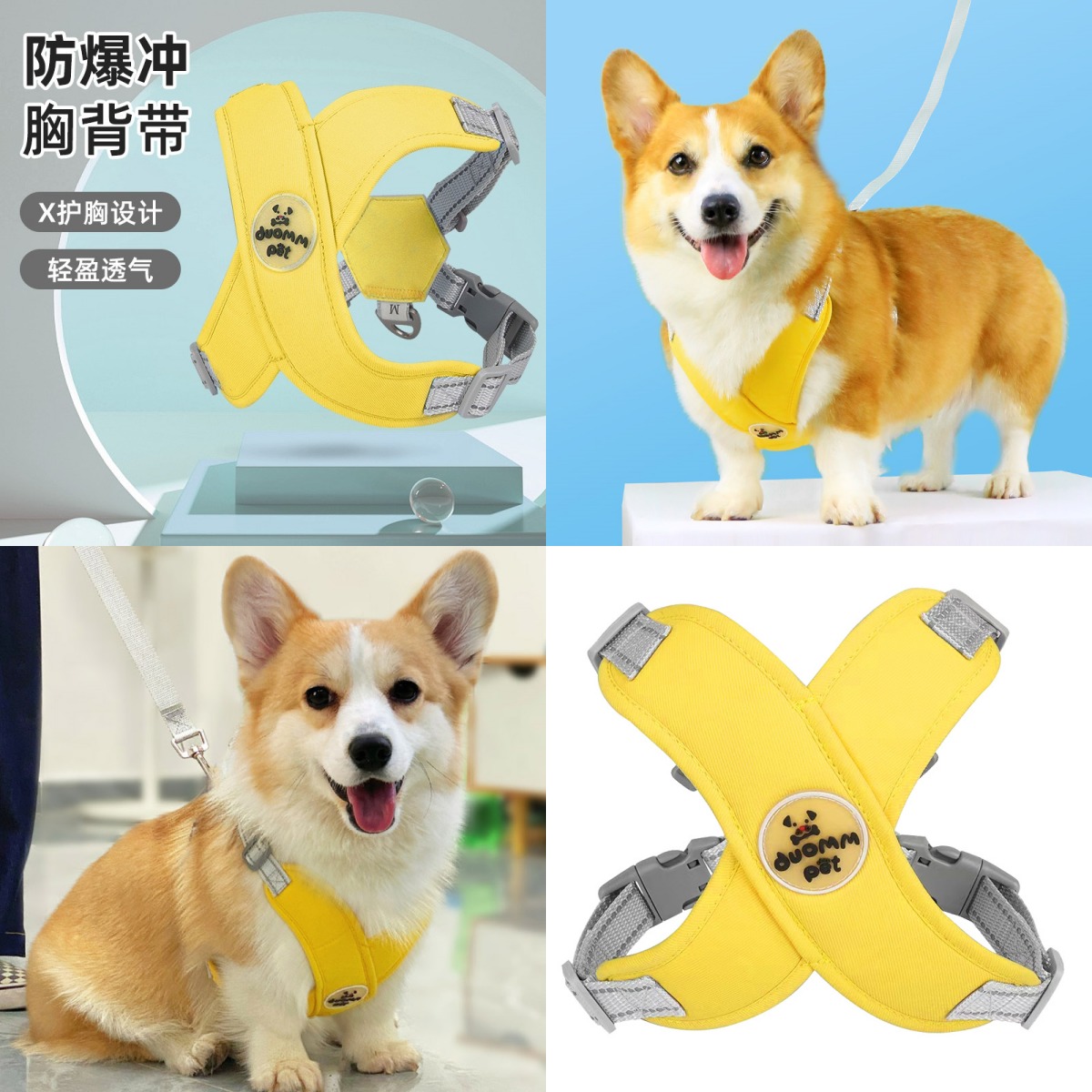 宠物狗狗牵引绳防爆冲舒适便携可爱遛狗小型犬泰迪爆冲外出胸背带