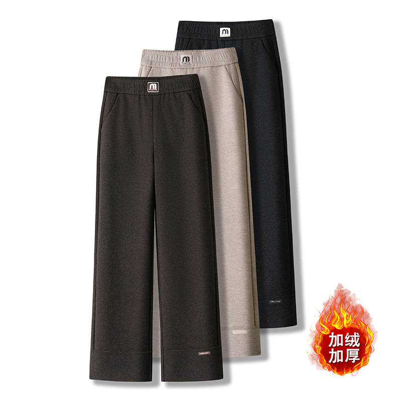 高级醋酸羊毛呢直筒裤女裤秋冬季新款妈妈裤子宽松大码阔腿休闲裤