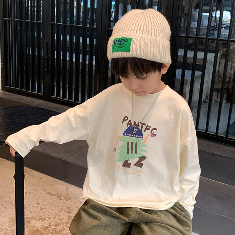 男童t恤长袖2025新款男孩内搭卡通体恤儿童秋装纯棉打底衫春秋款