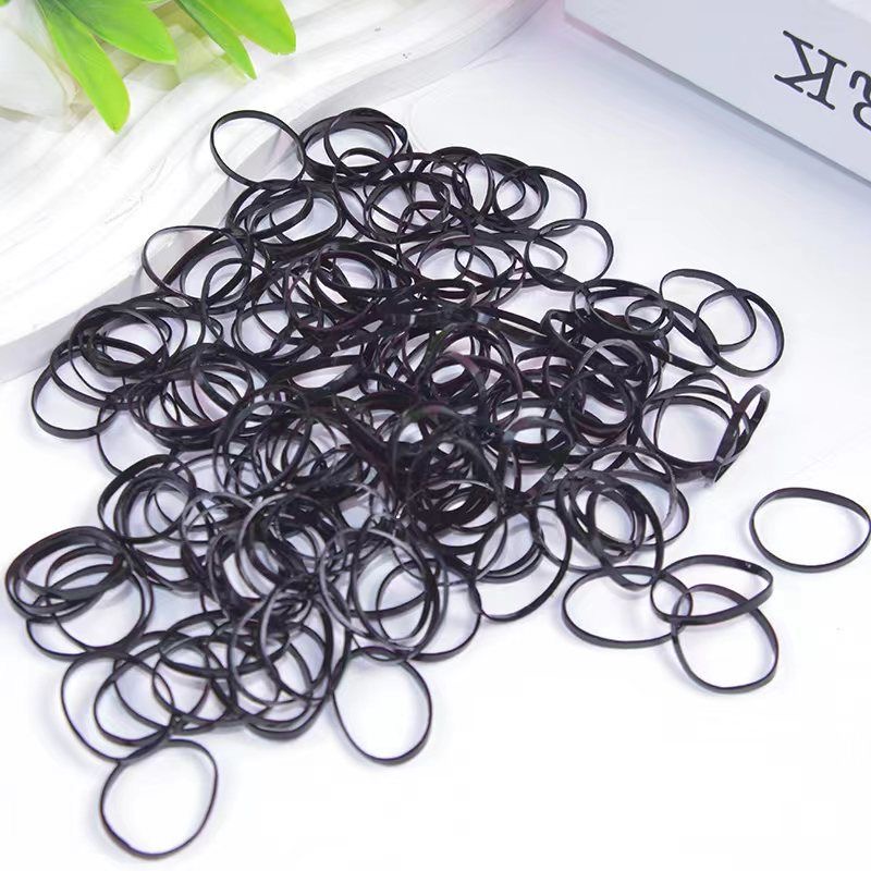 黑色一次性皮筋女扎头小女孩儿童发绳高弹力耐用不伤发小皮套头绳