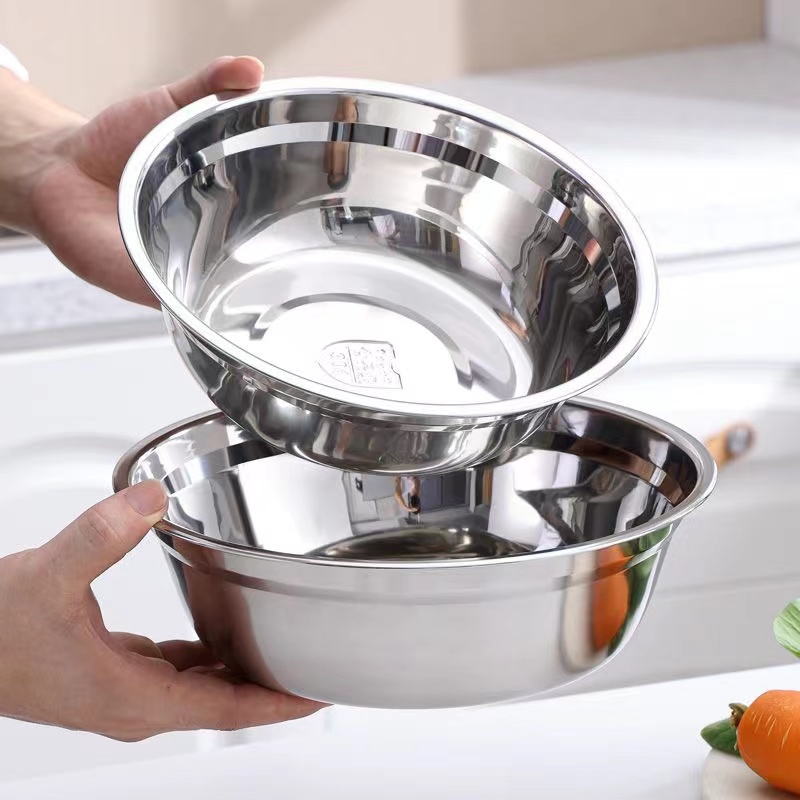 304不锈钢圆盆厨房家用商用饭堂快餐汤碗加厚料理盆脸盆面盆饭盆