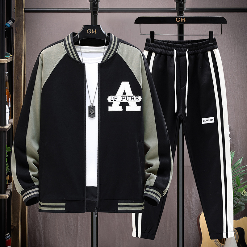 青少年春秋款夹克男学生帅气棒球服外套春装薄款百搭休闲运动套装