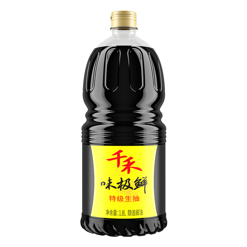 千禾味极鲜酱油1.8L瓶装特级酿造生抽凉拌炒菜点蘸大瓶家用调味品