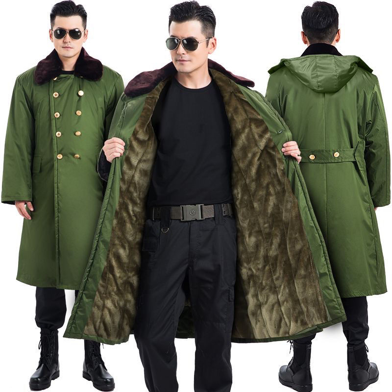 军绿色加厚棉大衣冬季防寒保暖可拆洗男士冷库棉袄