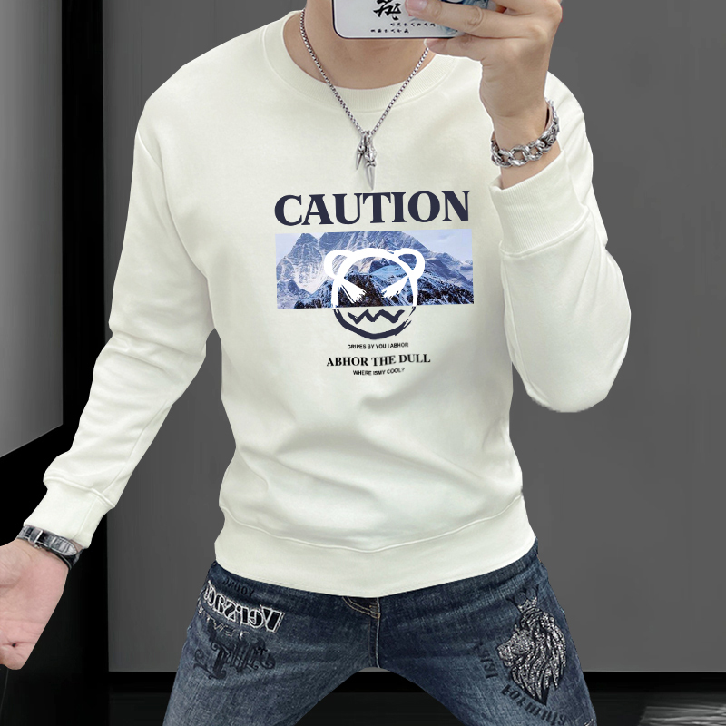 卫衣男款秋装2025新款潮流时尚印花长袖套头圆领修身百搭男士外套