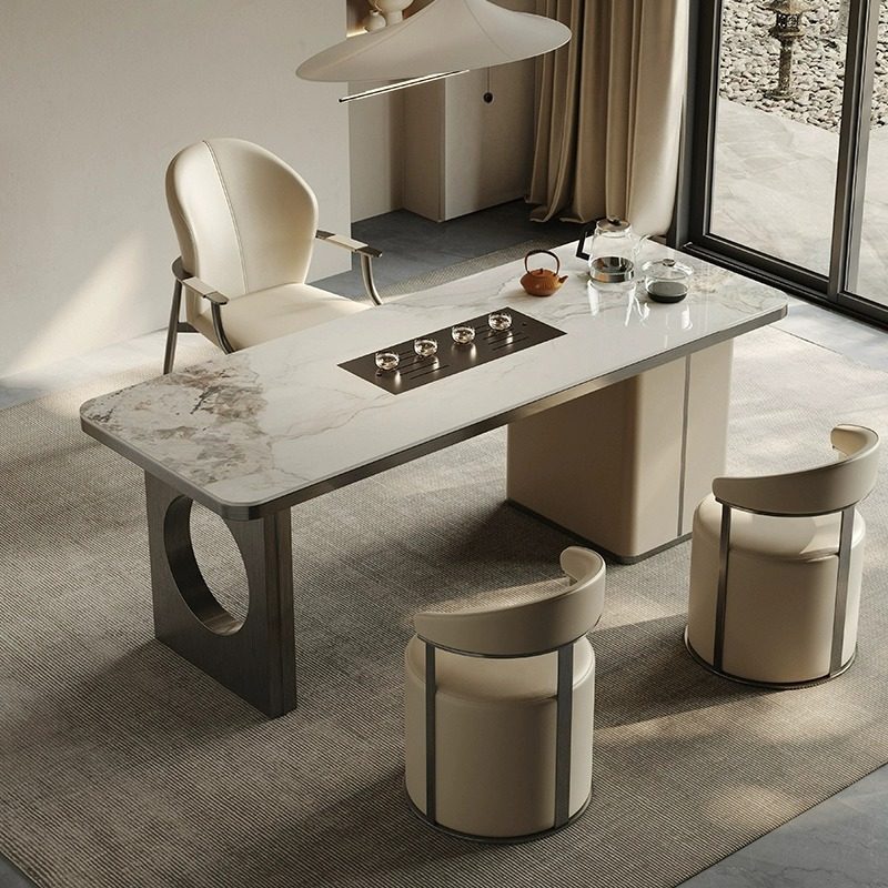 现代简约阳台茶桌意式岩板茶桌椅组合轻奢泡茶桌功夫茶台喝茶桌子