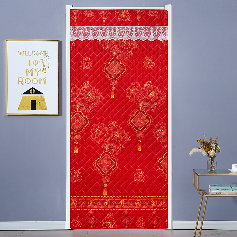 冬季保暖加厚棉门帘免打孔隔音家用挡风隔断帘子防寒防风保温挂帘