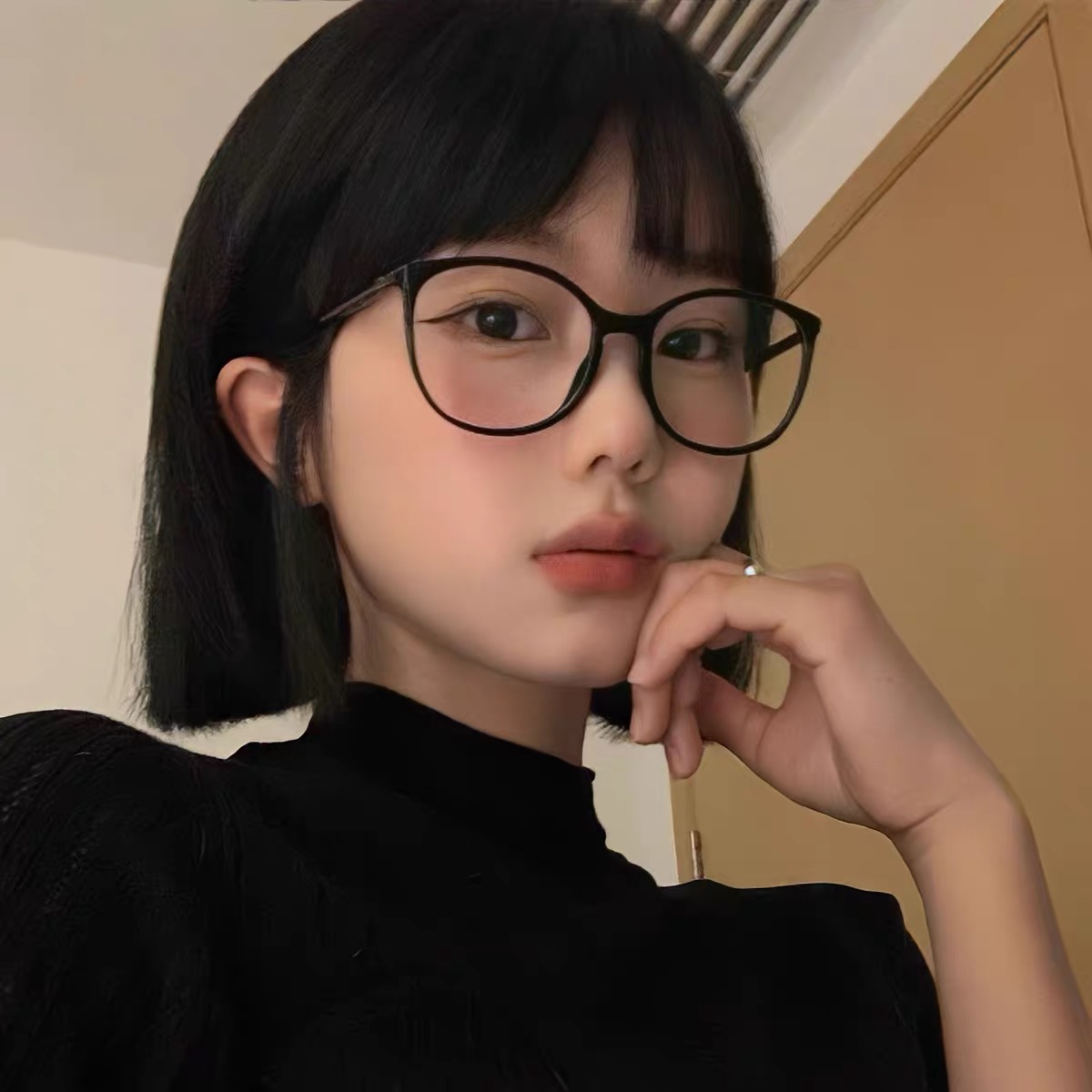 槑槑哒素颜黑框眼镜近视女度数可配素颜神器网红小脸椭圆猫眼镜框