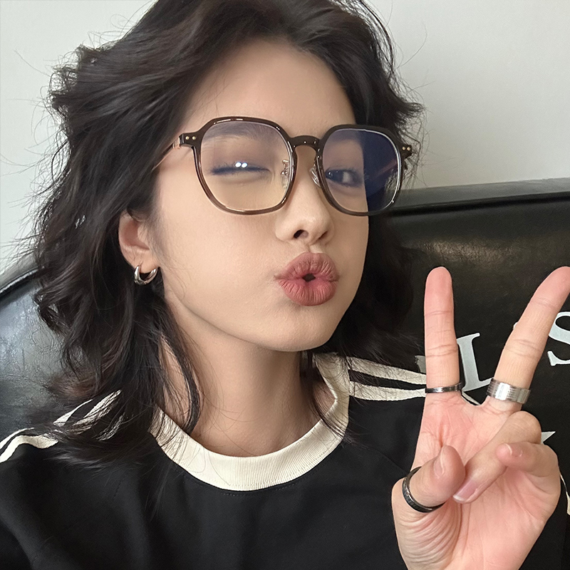 新款防蓝光辐射眼镜女韩版潮网红素颜神器平光镜配度数近视眼镜框