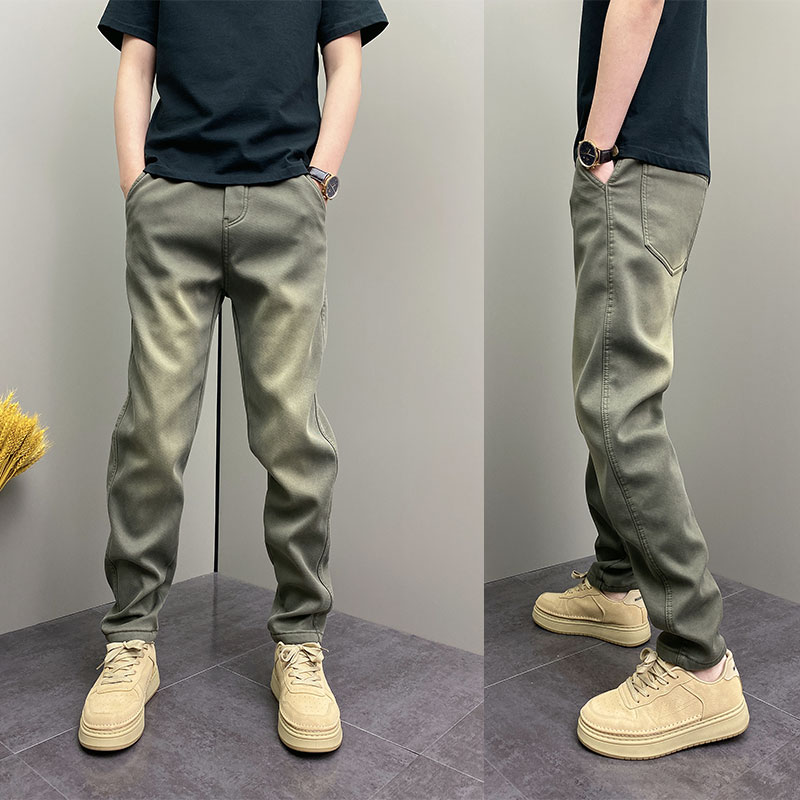 春秋2025原创爆款高街卫裤男士修身时尚弹力直筒裤磨白水洗牛仔裤