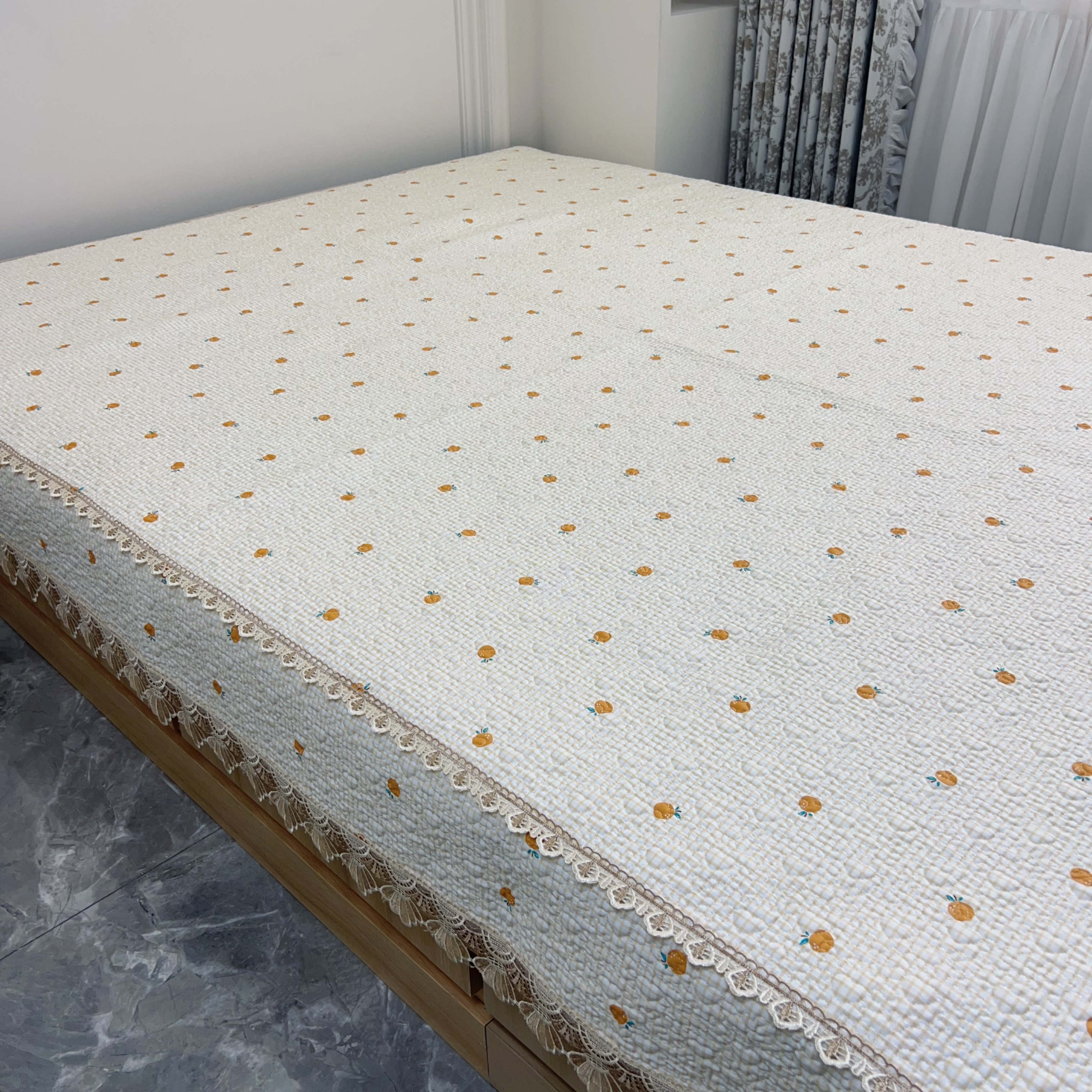母婴A类全棉榻榻米防滑炕单床盖款炕盖水溶花边可机洗榻榻米床盖