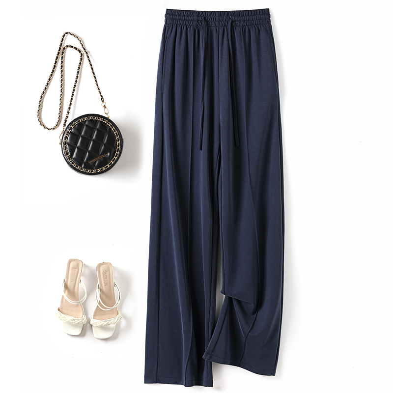 铜氨丝大码阔腿裤女夏季薄款2025新款垂坠感胖mm白色窄版直筒裤子