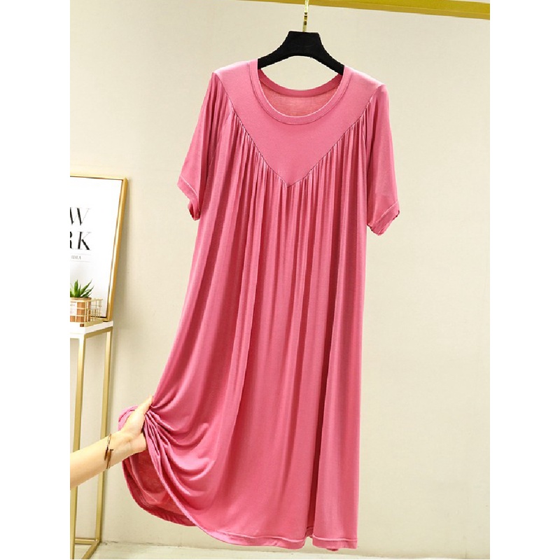 莫代尔睡裙夏季女款孕妇家居服女可出门休闲大码冰丝睡衣女200斤