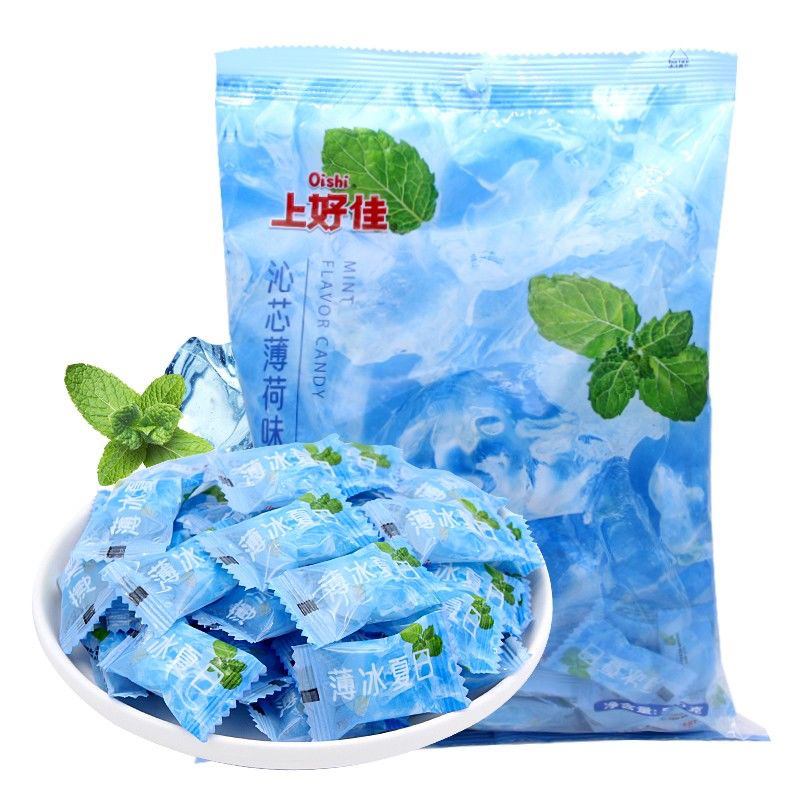 上好佳薄荷硬糖100g500g即食糖果夏日清凉薄荷糖袋装办公招待休闲