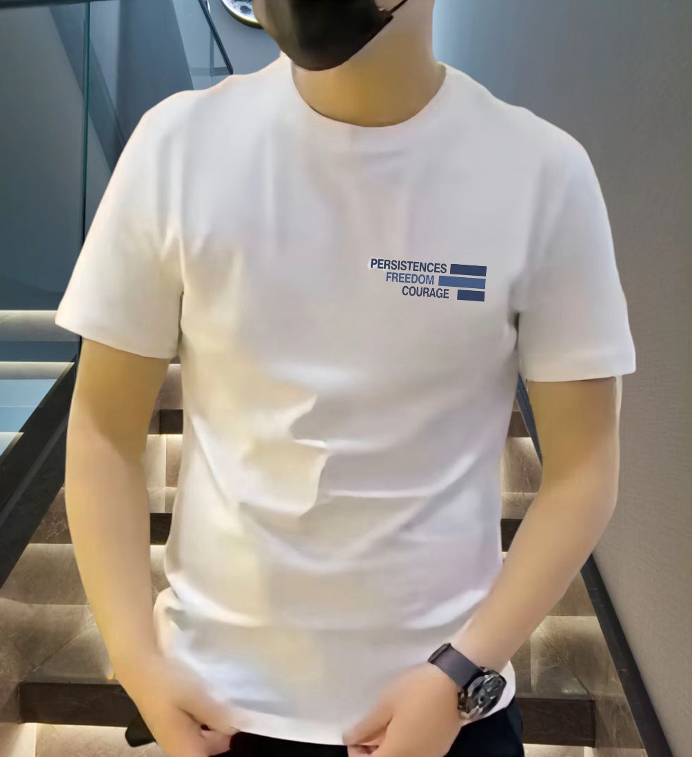 夏季新款时尚潮流运动男士百搭修身圆领弹力高品质短袖T恤