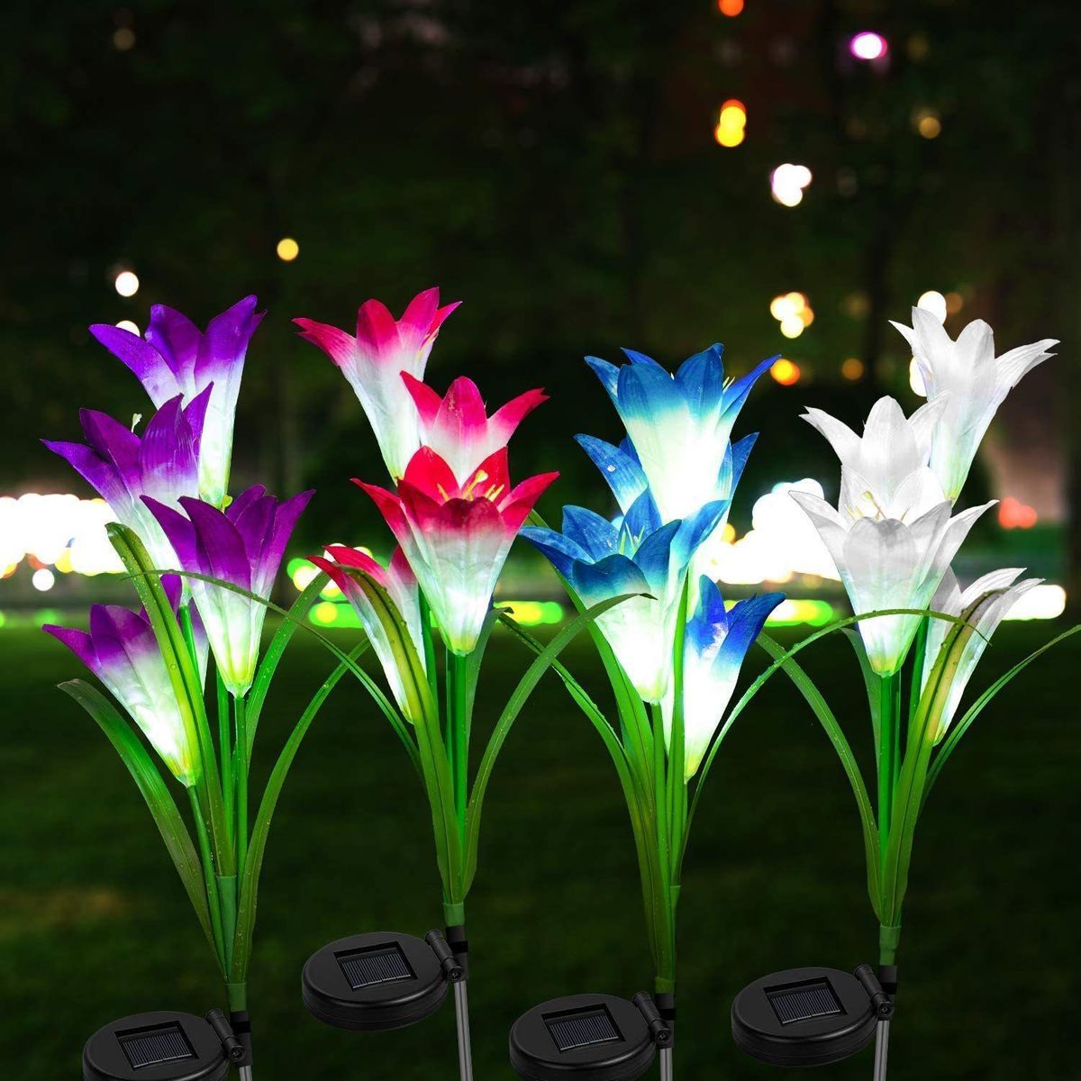 户外太阳能百合花灯仿真景观草坪装饰灯家用发光别墅公园地插灯