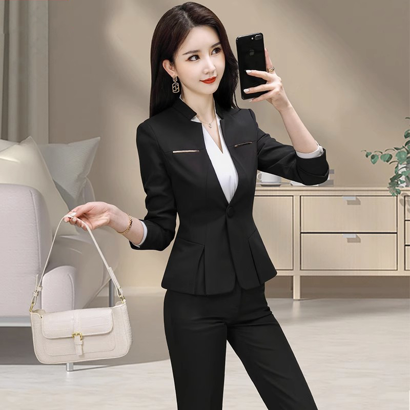 高端职业装西装套装女时尚气质工作服黑色面试正装西服外套女款