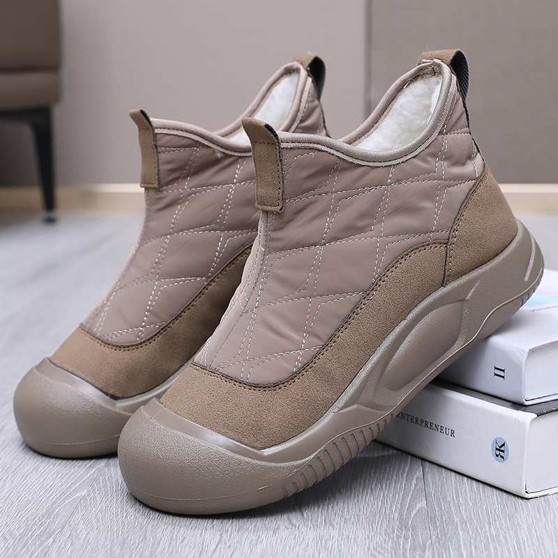 2025冬季新款雪地靴加绒保暖妈妈鞋厚底防滑一脚蹬老北京女棉鞋