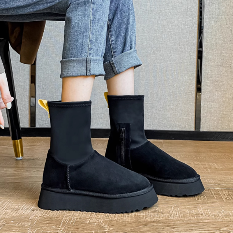 东北雪地靴女2025年秋冬新款加绒加厚系带保暖短筒时尚百搭棉鞋